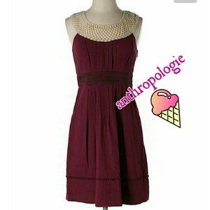 Anthropologie Floreat Betine plum kneelength dress